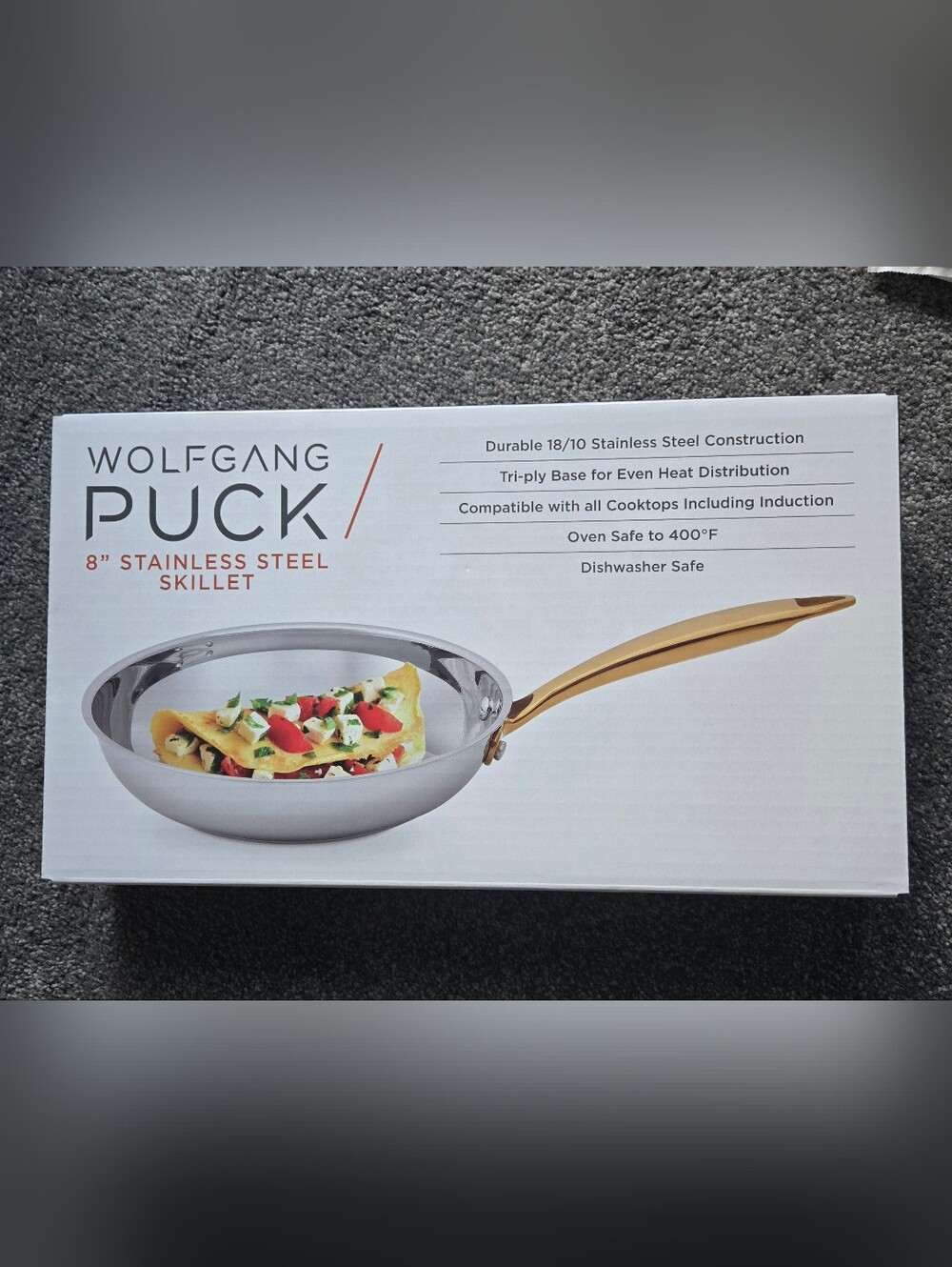 Wolfgang Puck 8" Stainless Steel Skillet with Gold Handle - Silver/Gold